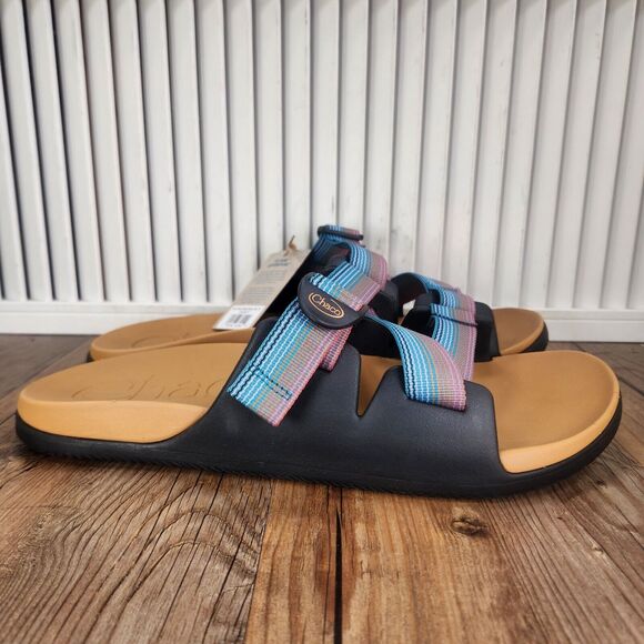 Chaco Chillos Slides Sandals Mens Sz 14 Rising Teal Colorful Beach Fun JCH108717 - Picture 2 of 12